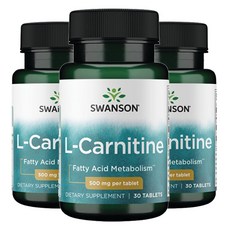 스완슨 L-카르니틴 500mg 타블렛, 30개입, 3개, 30정