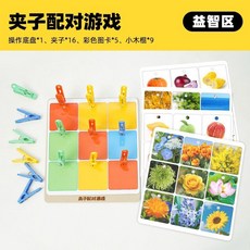 夾子配對遊戲 蒙氏數學夾珠子玩具 兒童算術遊戲 幼兒早教配對拼圖 幼稚園益智訓練 精細動作教具 生日禮物, 1個, 夾子配對遊戲-認識生活中的色彩