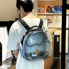 앵무새 이동 가방 케이지 조류용 새장 휴대용 투명 백팩 블랙 L 소변, 소변 패드 3개 추가, 핑크 기본, 1개