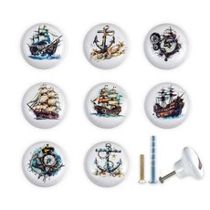 JamJam3.8cm1.5인치세라믹8개세트독특한항해나침반요트테마빈티지캐비닛주방가구하드웨어드레서서랍손잡이및손잡이122608, JamJam3.8cm1.5인치세라믹8개세트독특한항해나침