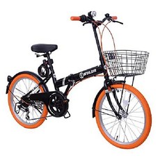 STAIR 접이식 미니벨로 바구니 20인치 시마노 6단 기어 변속 자전거, 블랙 amp 오렌지, 블랙/오렌지, 1개