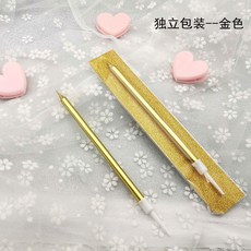 金色鉛筆細長杆生日蛋糕蠟燭獨立包裝, 1個, 單隻金色50支
