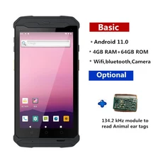 휴대용 러기드 PDA 안드로이드 11.0 와이파이 블루투스 134.2Khz RFID 4GB 램 롬 2D 바코드 스캐너 동물 태, 01 미국, 01 Basic 134.2
