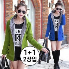 가을 겨울 여성용 플리스 버스티드 외투 펠트 원단 보온성 빅사이즈 100kg까지 착용 지퍼 디테일 후드 실용성 카디 스타일 캐주얼 트렌디 포인트 여성복 1+1 2장입