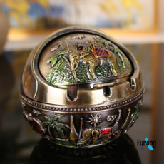 커버 금속 다기능 유럽 복고풍 재떨이 창조적 인 성격, 새로운 코끼리 별 (녹색 고대 색상), 1개