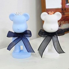 베어브릭 카네이션 1+1 석고방향제 어버이날 스승의날 선물 차량용 실내 인테리어, 베어브릭 카네이션 1+1 석고방향제 ( 흰색 ), 노랑 리본, 씨솔트유자