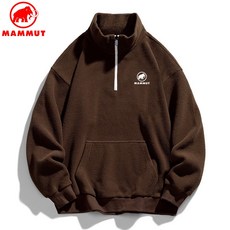 MAMMUT 마무트 매머드 가을겨울 남성복 올챙이 기모 지퍼 칼라 맨투맨 캐주얼 백합 로브 기모 두께 보온 단색 상의