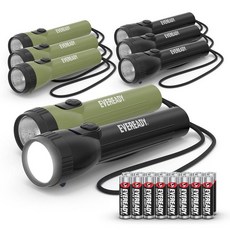 Eveready LED 손전등 8팩 범용 밝고 신뢰할 수 있는 캠핑 자동차 비상 폭풍 정전 휴대용 배터리 포함 238011, 포레스트 그린/블랙
