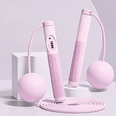 줄없는 카운팅 줄넘기 실내 무소음 줄넘기 홈트 다이어트 유산소 운동기구 웨이트볼 세트, 1세트, 핑크