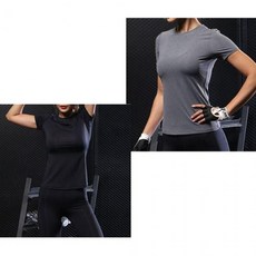 여자 요가셔츠 민무늬 슬림핏 반팔 운동티셔츠 요가복