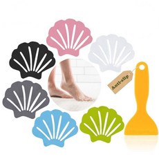 【台灣現貨 隔日到貨】橡膠貝殼浴室防滑貼 浴缸防滑, 6片裝白色, 1個