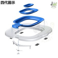 貓咪廁所訓練器 貓咪坐便器 貓砂盆替代 訓練如廁 馬桶代替貓砂盆訓練器 貓馬桶 貓廁所 馬桶圈訓練, 1個, 四代1外託+1藍色內託