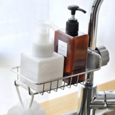 싱크대 수세미 선반 스텐 건조대 정리대 주방 수세미 걸이 수납 용품 수도꼭지 거치형 스펀지 비누 세제, 수세미거치대