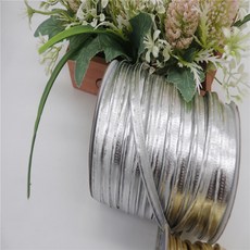 10mm 폭의 메탈릭 바이어스 테이프 골드 실버 블랙 폴리에스터 헤밍 바인딩 테이프 패치워크 DIY 공예 액세서리 재봉용, [04] pu silver, [00] 5 yards
