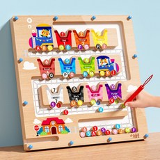 兒童磁性運筆字母數字迷宮 專注力訓練早教益智玩具, 1個, 磁性小火車數字字母迷宮【0.65kg】