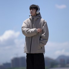 情侶款戶外耐磨防風羽絨棉服 男女款純色中性防寒保暖加厚短款棉外套工作服