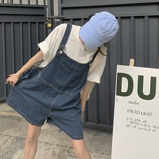 Yellwel 여름 여성 청바지 멜빵 반바지 슬림핏 편안한 착용감 DJP