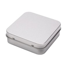 블랙실버화이트 금속 보관 상자 사각형 주석 케이스 힌지 플립 스지 동전, SV, 색상: 1. Silver
