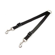 雙頭牽繩 雙頭牽引繩 寵物雙頭牽繩 一拖二寵物牽引繩 雙狗鏈遛狗繩 可拆卸牽引繩 V型牽繩, 1個, 雙頭牽引繩【基本款】黑色-寬2.5cm