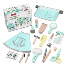 BuyBao 理髮玩具16件組 兒童節禮物 美髮玩具 角色扮演扮家家酒木製玩具, 1個, 彩色
