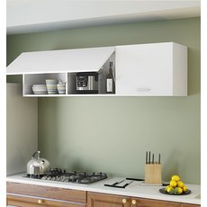 벽걸이 수납장 주방 거실 침실 벽면 수납 선반형 인테리어 다용도 정리함 공간활용 벽장 캐비닛 상부장 보관함 홈카페 장식장 조립식 수납장, 1단, 80x30x30 두개문