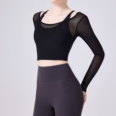 撞色條紋瑜伽服帶背心帶胸墊網紗速乾透氣短款瑜伽1BL001-2