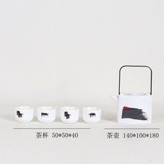 STTPEI 新中式日式白陶瓷功夫茶具套裝 茶室擺件, 如圖所示