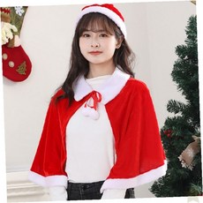 어린이 크리스마스 파티 의상 산타 빨간 망토 케이프 의상 후드 달린 디자인, 1개, 소형