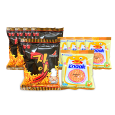 자야30g + 에낙 오리지널16g / 세트 추억의 옛날 과자 라면땅 문방구 라면 간식, 5세트, 46g