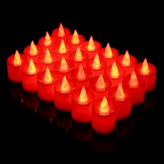 스토리빙 꺼지지 않는 티라이트 LED 전자초 24p, 레드