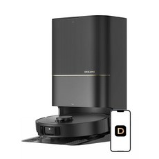 DREAME X40 울트라 로봇 청소기 탈착식 및 들어 올릴 수 있는 대걸레 12 000Pa 흡입 사이드 브러시 광범위한 청소 70°C(156°F) 대걸레 및 워시보, DREAME X40 울트라 로봇 청소기, 탈착식 및 들, 블랙
