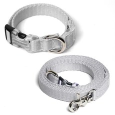 아띠지기 반려동물 목줄 + 핸즈프리 리드줄 세트, 그레이, 1세트