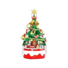 【Timo】雪夜夢幻積木聖誕音樂盒 聖誕禮物 交換禮物 音樂盒 聖誕節 情人節禮物 氣氛燈音樂盒, 紅綠款