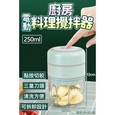 【家家購物】【隔日到貨】廚房 電動 料理 攪拌器 250ml 輕鬆切碎蒜末辣椒，食品級材質安全無毒，無線設計擺脫束縛, 6619