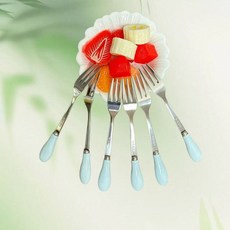 桃園出貨 304天鵝水果套裝家用不鏽鋼陶瓷輕奢高級收納兒童安全叉子, 1個, 【加厚6個叉304不鏽鋼】