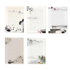 문구 필기 용지 50장 편지 메모 초대장 줄이 있는 편지지 용지 100 GSM 5가지 스타일 (29.7 x 21cm(11.7 x 8.25인치)), 문구 필기 용지 50장, 편지, 메모, 초대장, 줄이