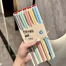 DFMEI 新款愛心合金筷子家用防黴不發黴高顏值一人一筷食品級快子, 1個, 如圖, 五色心動方筷-5雙