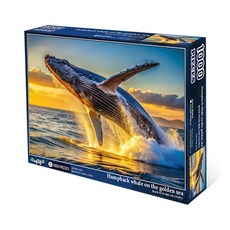 인테리어 직소퍼즐 시리즈, 1개, 황금빛 바다위 혹동고래, 1000피스