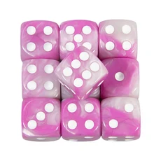 6면 주사위 세트 컬러 라운드 코너 큐브 PRG 파티 놀이 보드 교육 수학 16mm 10 개, 14 pink white
