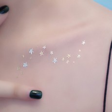 WAWA TATTOO燙金金屬閃亮星星紋身貼紙，防水金屬光感，多款星星圖案可選，輕鬆打造派對焦點, 1個