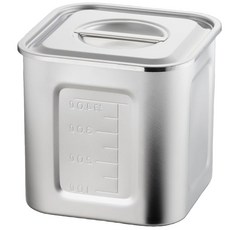 AG AG 18-8 눈금 사각 키친포트 18cm 손잡이 없음, 1개, 실버, 1L