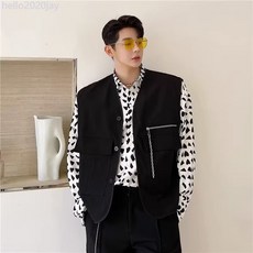 韓版潮流時尚男士寬鬆無袖馬甲背心外搭上衣