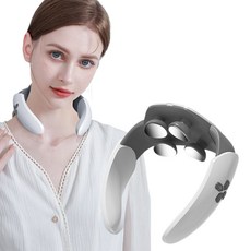 스마트 목 마사지기 TENS 저주파 온열 기능 무선 충전식 어깨 목 케어 안마기, 화이트 화이트