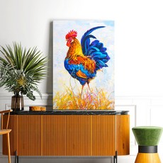 닭 동양화 풍수 재물을 부르는 그림 캔버스 액자, 14 부귀공명 수탉