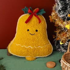 크리스마스 봉제 인형 쿠션 진저브레드맨 소나무 화환 장식 귀여운 산타 눈사람 트리 인형쿠션 조명포함, 대형 벨 45cm