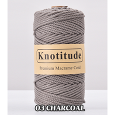 3.0mm 100 yard 꼰사 마크라메 콘사 컬러로프 마크라메 실 재료, 91m, CHARCOAL #03, 1개