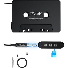Elook 카세트 to 블루투스 어댑터 차량용 5.1 수신기 키트 3.5MM 옥스 케이블 포함 블랙