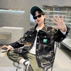 SunburstWonder 봄가을 카모 패턴 아우터 남아 패션 트렌드 자켓 베이직 멋진 상의 아동 외착 스트릿 브랜드