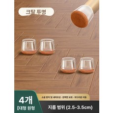 의자발 패드 바닥용 발커버 슬라이더 미끄럼방지 스티커, 대형 원형 투명 4개