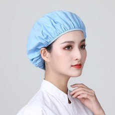 無品牌 包頭透氣布帽 食品廠工作帽 夏季女防塵車間防掉髮 餐飲廚房男廚師帽, 1個, 淺藍 佈帽 1個裝